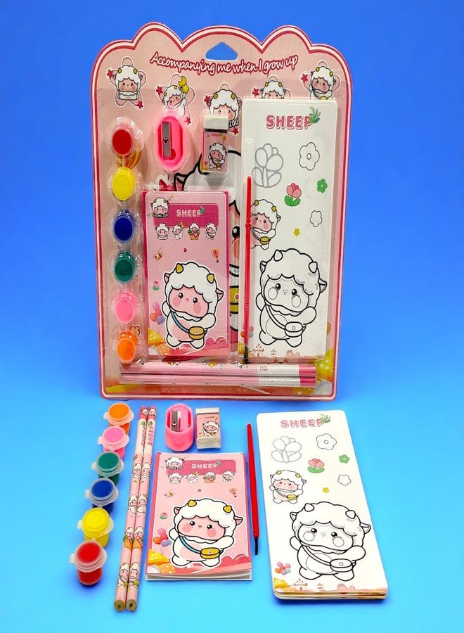 Tresneria Kids Art & Stationery Set with Watercolors, Sketch Pad, Notebook, Pencils, Sharpener & Eraser (Sheep, 3) - Image 5